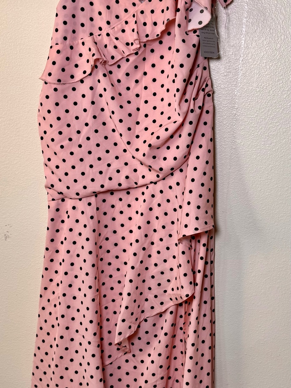 Petal + Pup Adelina Pink Black Polka Dot Ruffle Maxi Dress XL NWT
